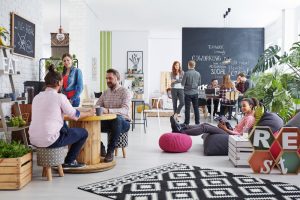 Co-working in shared office space