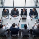 Business leaders collaborating to improve productivity and workplace performance