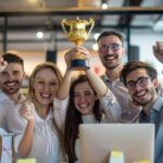 High-performing teams collaborating in a flexible workspace