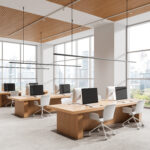 Future of business with teams working from flexible professional workspaces