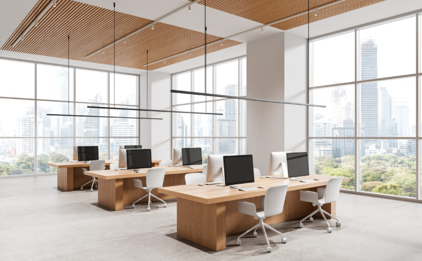 Future of business with teams working from flexible professional workspaces
